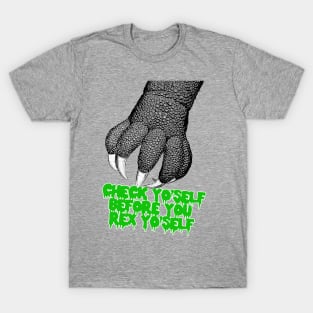 Check Yo'Self Before You Rex Yo'Self! Dinosaur Pun Tee T-Shirt